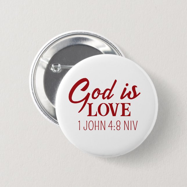 God is Love Bible Verse Christian Faith White 6 Cm Round Badge (Front & Back)