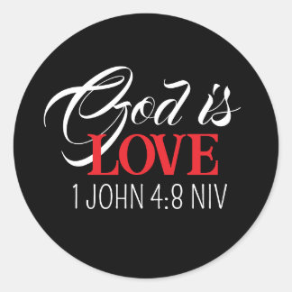 God is Love Black and Red Bible Verse Faith Classic Round Sticker
