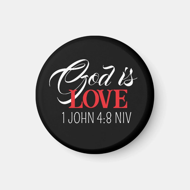 God is Love Black and Red Bible Verse Faith Magnet (Front)