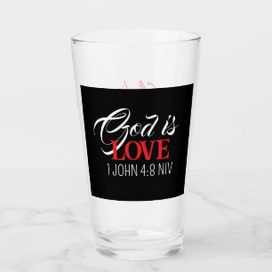 God is Love Black and Red Bible Verses Faith Name Glass
