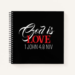 God is Love Black and Red Bible Verses Faith Name Notebook
