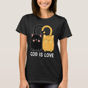 God Is Love Christian Black Kitten Ginger Cat T-Shirt