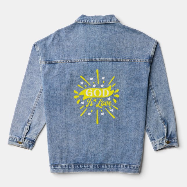 God Is Love Christian  Denim Jacket (Back)