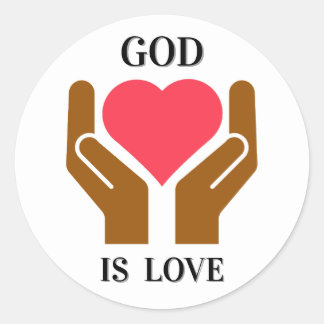 God Is Love Christian Heart & Hands  Classic Round Sticker