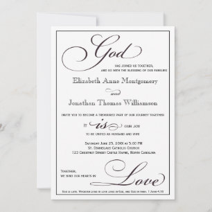 God is Love Christian Script Wedding Invitation