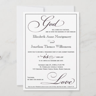 God is Love Christian Script Wedding Invitation