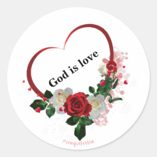 God is love classic round sticker