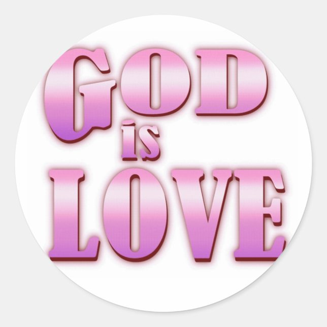god is love classic round sticker (Front)