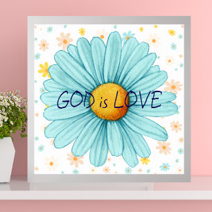 God is Love Colourful Sunflower Bible Quote Poster