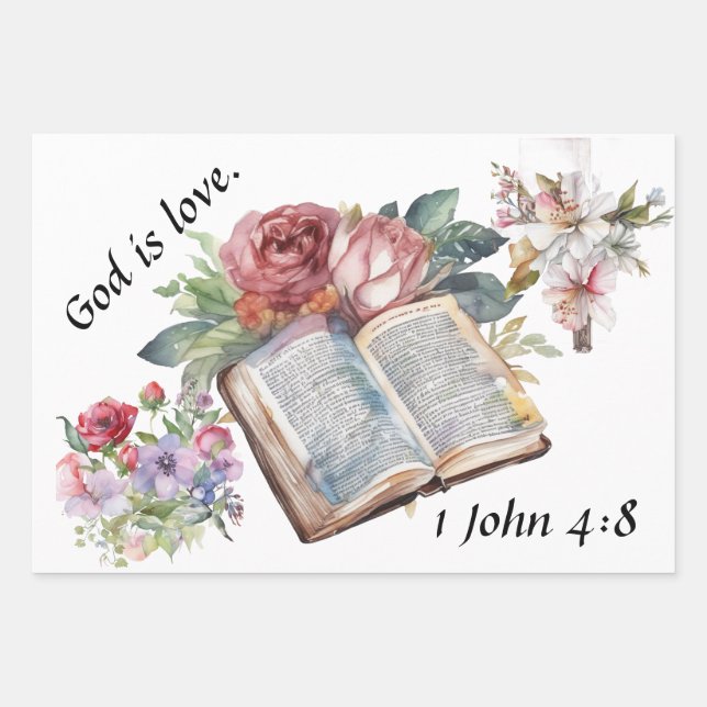 God Is Love - Comforting Design Wrapping Paper Sheet (Front)