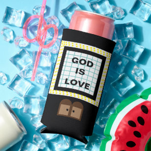 "GOD Is Love." Funny Quote. Marquee Sign Seltzer Can Cooler