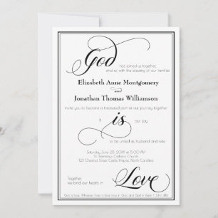 God is Love Graceful Script Wedding Invitation