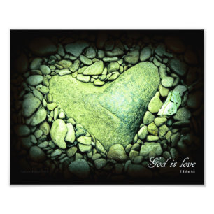 God Is Love Heart Rock 8 x 10 Photo Print