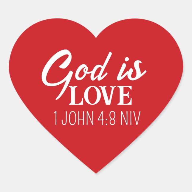God is Love Holy Bible Verse Christian Faith Red Heart Sticker (Front)