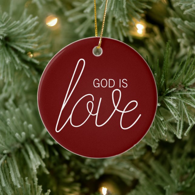God Is Love Modern Christian Ceramic Tree Decoration (Tree)