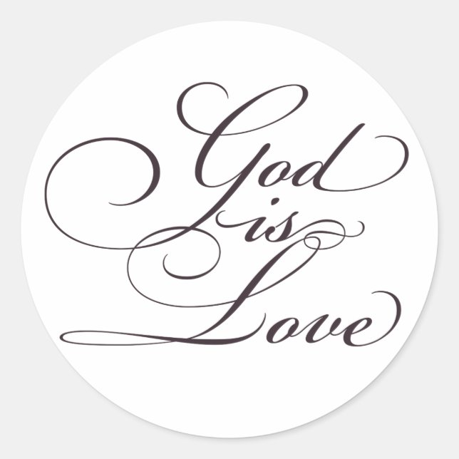 God is Love Script Christian Wedding Stickers (Front)