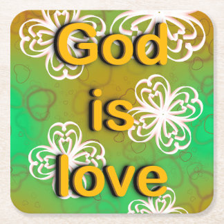 God is love  square paper coaster