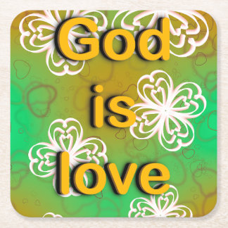 God is love  square paper coaster