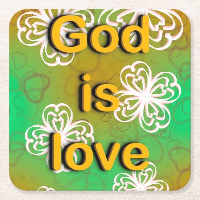 God is love  square paper coaster (Front)