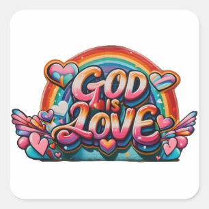 God is Love Square Sticker