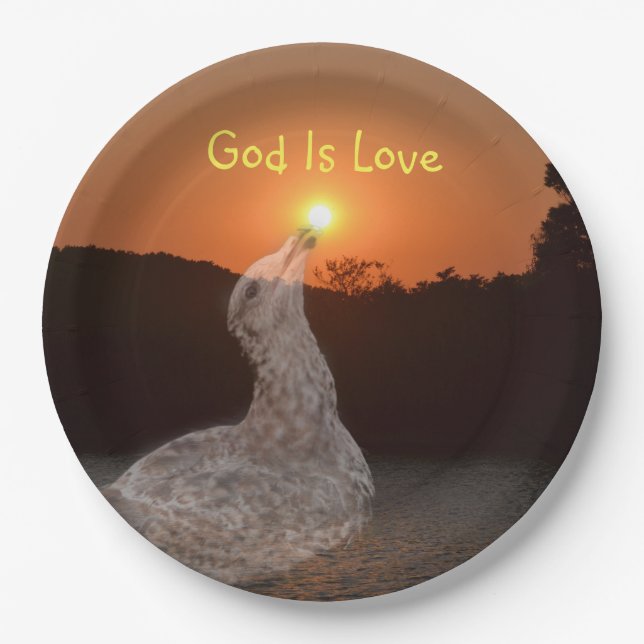 God Is Love Sunset Paper Plate (Front)