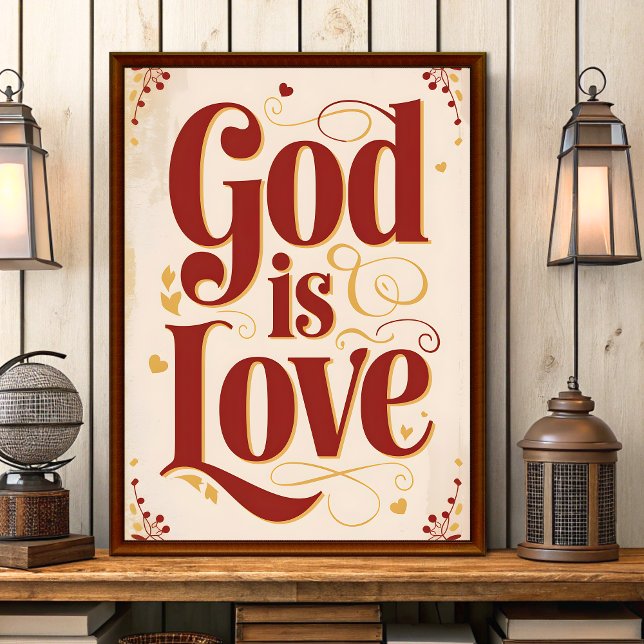 God Is Love Vintage Christian Wall Art Print (Creator Uploaded)