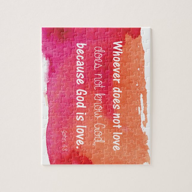 God is Love Watercolor Paint Bible Verse Jigsaw Puzzle (Vertical)