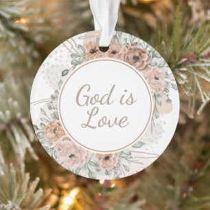 God is Love Watercolour Floral Acrylic Ornament