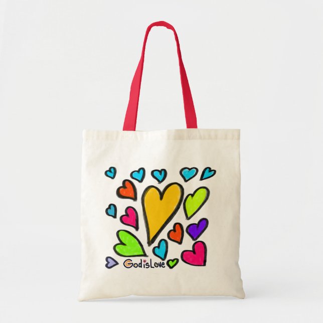 God is Love with Hearts Tote Bag (Front)