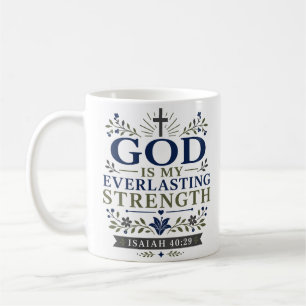 God Is My Everlasting Strength Vintage Bible Verse Coffee Mug