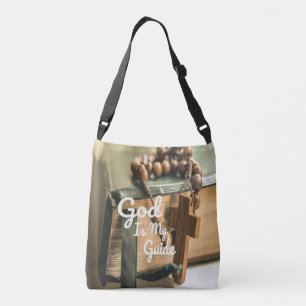 God Is My Guide Bible and Rosary Cross Crossbody Bag