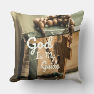 God Is My Guide Bible and Rosary Cross Cushion