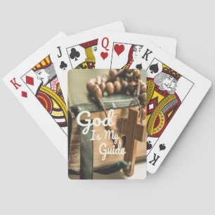 God Is My Guide Bible and Rosary Cross Playing Cards