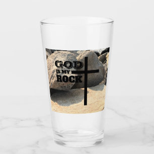 God is My Rock Bible Verse Black Cross Christian Glass