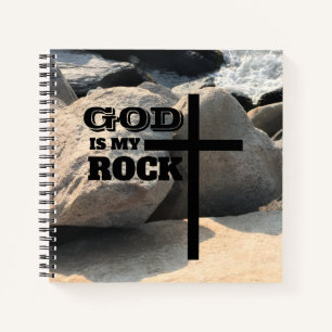 God is My Rock Bible Verse Black Cross Christian Notebook