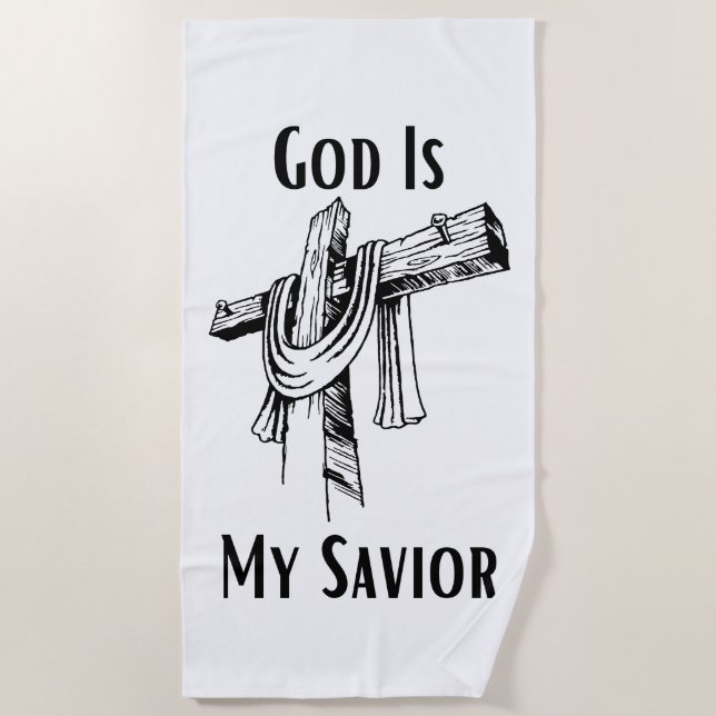 God Is My Saviour Bible Christian-Themed Beach Towel (Front)