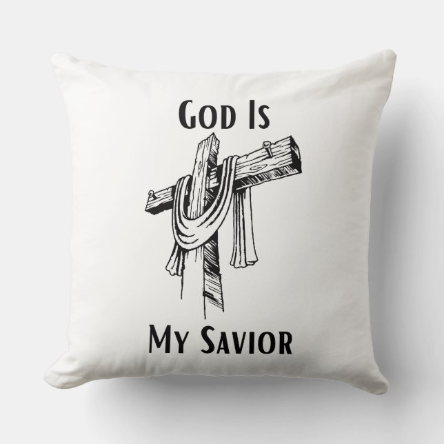 God Is My Saviour Bible Christian-Themed Cushion (Front)