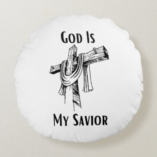 God Is My Saviour Bible Christian-Themed Round Cushion