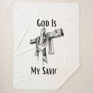 God Is My Saviour Bible Christian-Themed Sherpa Blanket