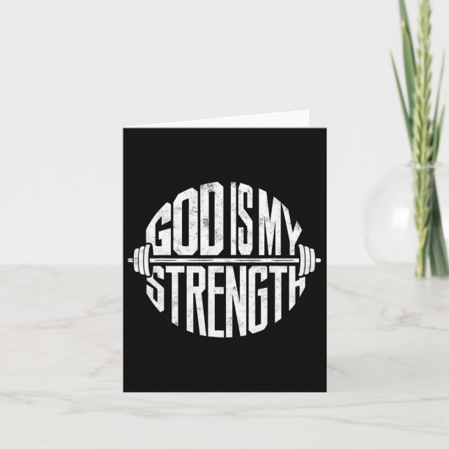 God Is My Strength Christian Faith Gym Workout Mot Card (Front)