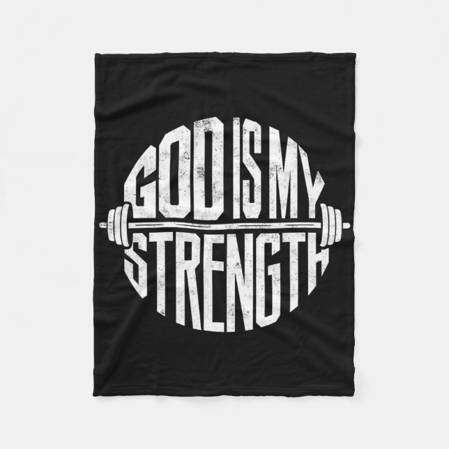 God Is My Strength Christian Faith Gym Workout Mot Fleece Blanket (Front)