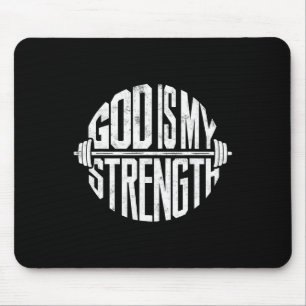 God Is My Strength Christian Faith Gym Workout Mot Mouse Mat