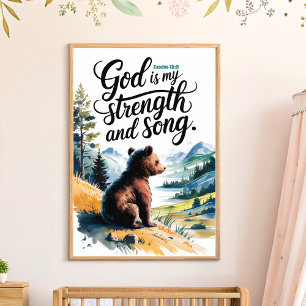 God is My Strength Christian Nursery Wall Art