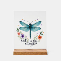 God is my strength Floral Dragonfly Christian T-Sh