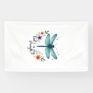 God is my strength Floral Dragonfly Christian T-Sh Banner