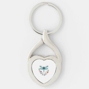 God is my strength Floral Dragonfly Christian T-Sh Key Ring