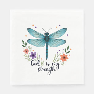 God is my strength Floral Dragonfly Christian T-Sh Napkin