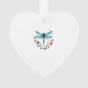 God is my strength Floral Dragonfly Christian T-Sh Ornament