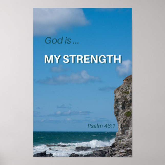 God is my Strength Inspirational Bible Verse Poster (Front)