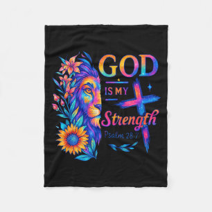 God Is My Strength Psalm 28_7 Lion Tee Fleece Blanket